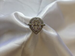 Silver Blush Floral Shield Ring