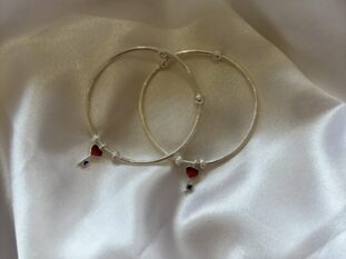 Kids Silver Hoop Anklets