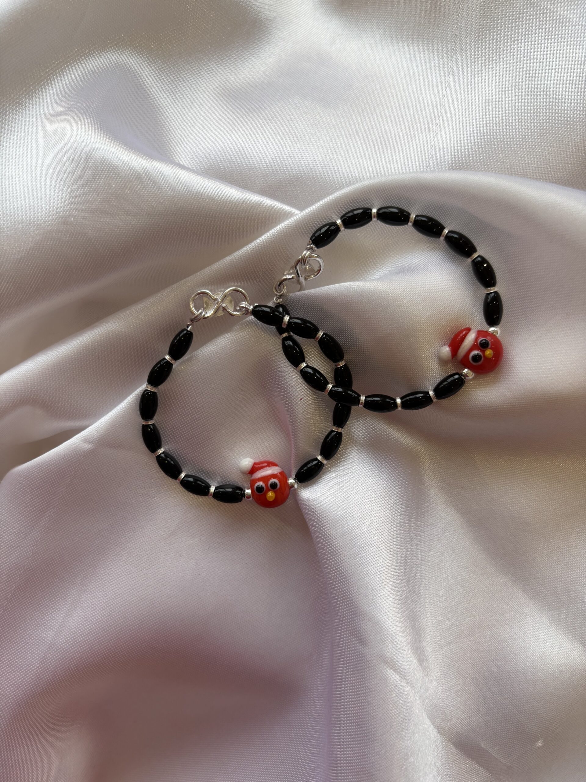 Kids Silver Onyx Bead Bracelet - Image 4