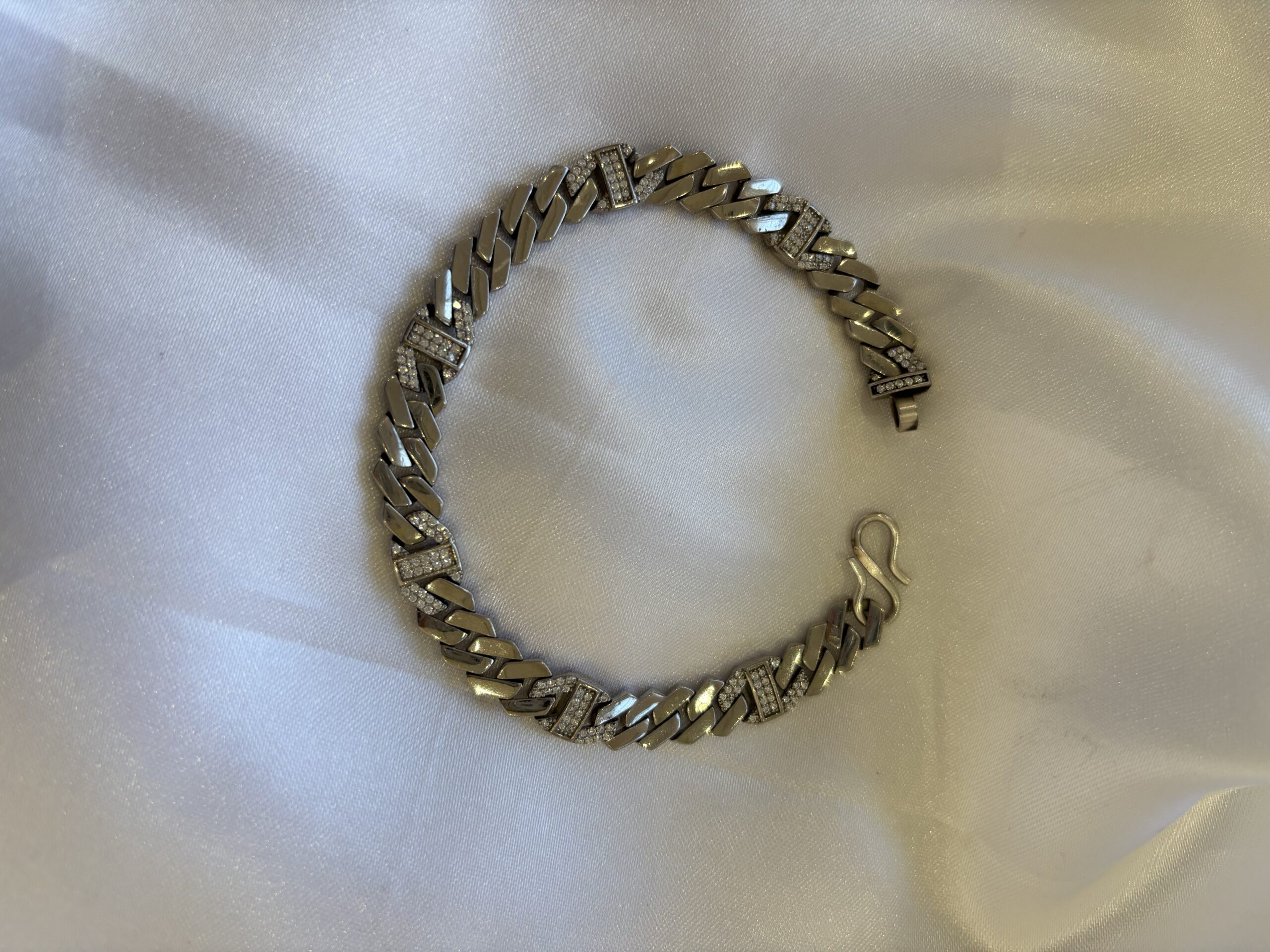 Silver-Tone Crystal Link Bracelet
