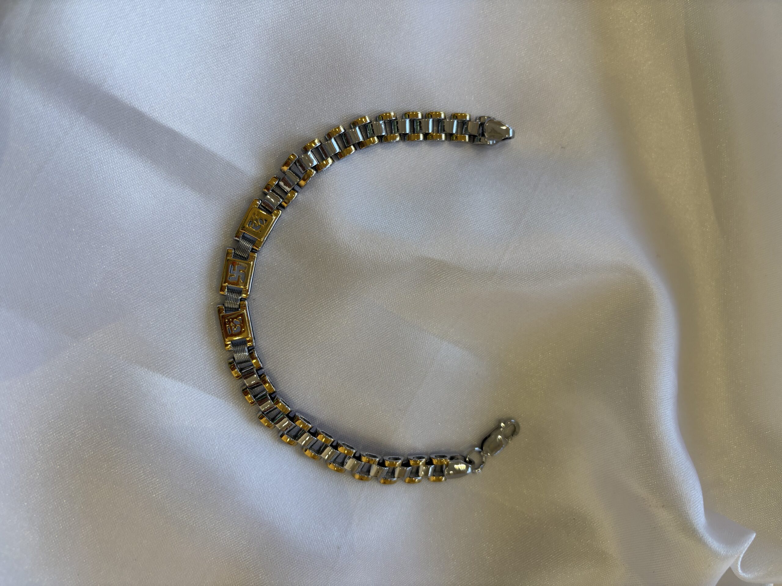 Dual-Tone Swastik Chain Bracelet