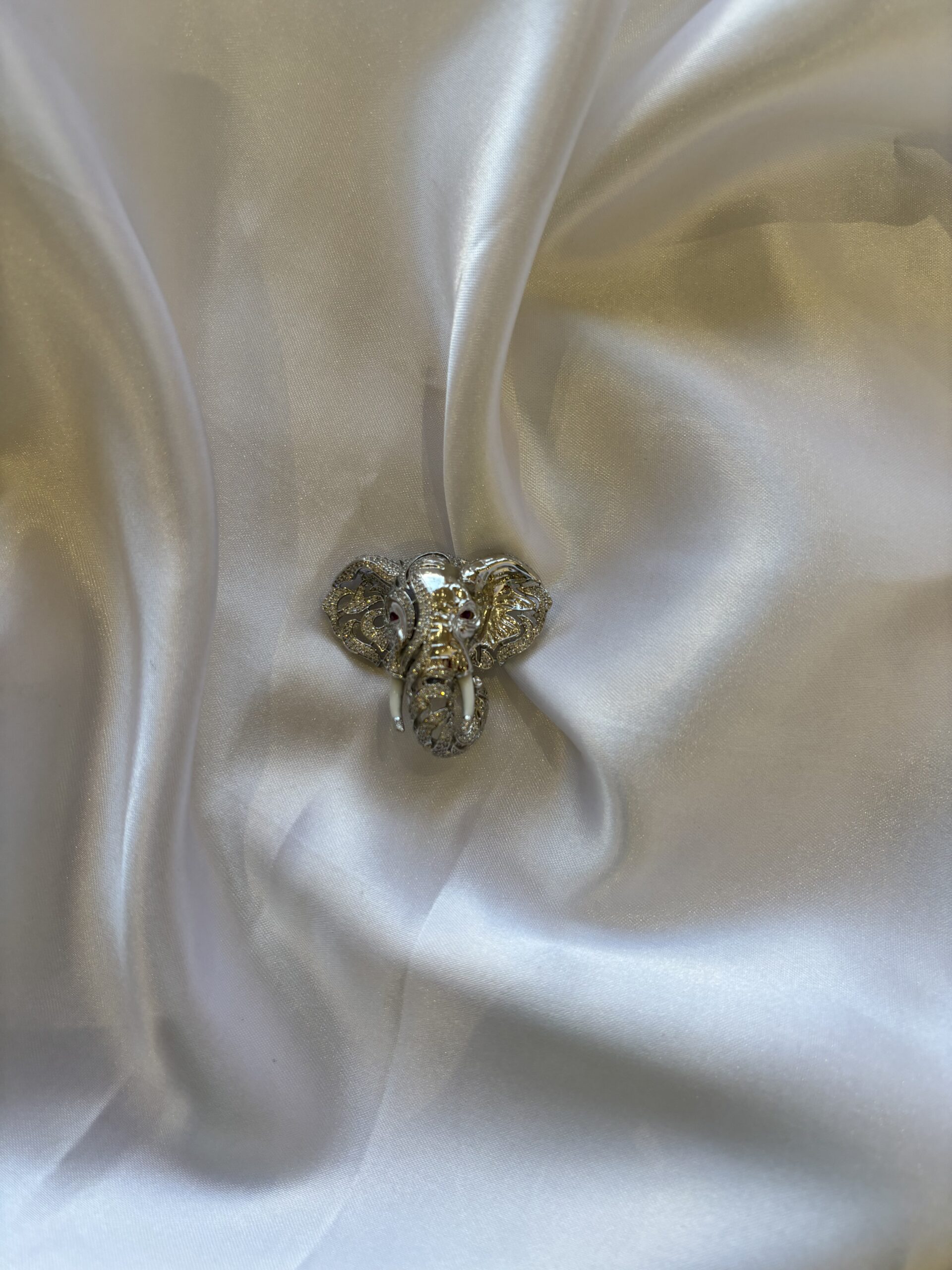 Crystal Elephant Head Brooch