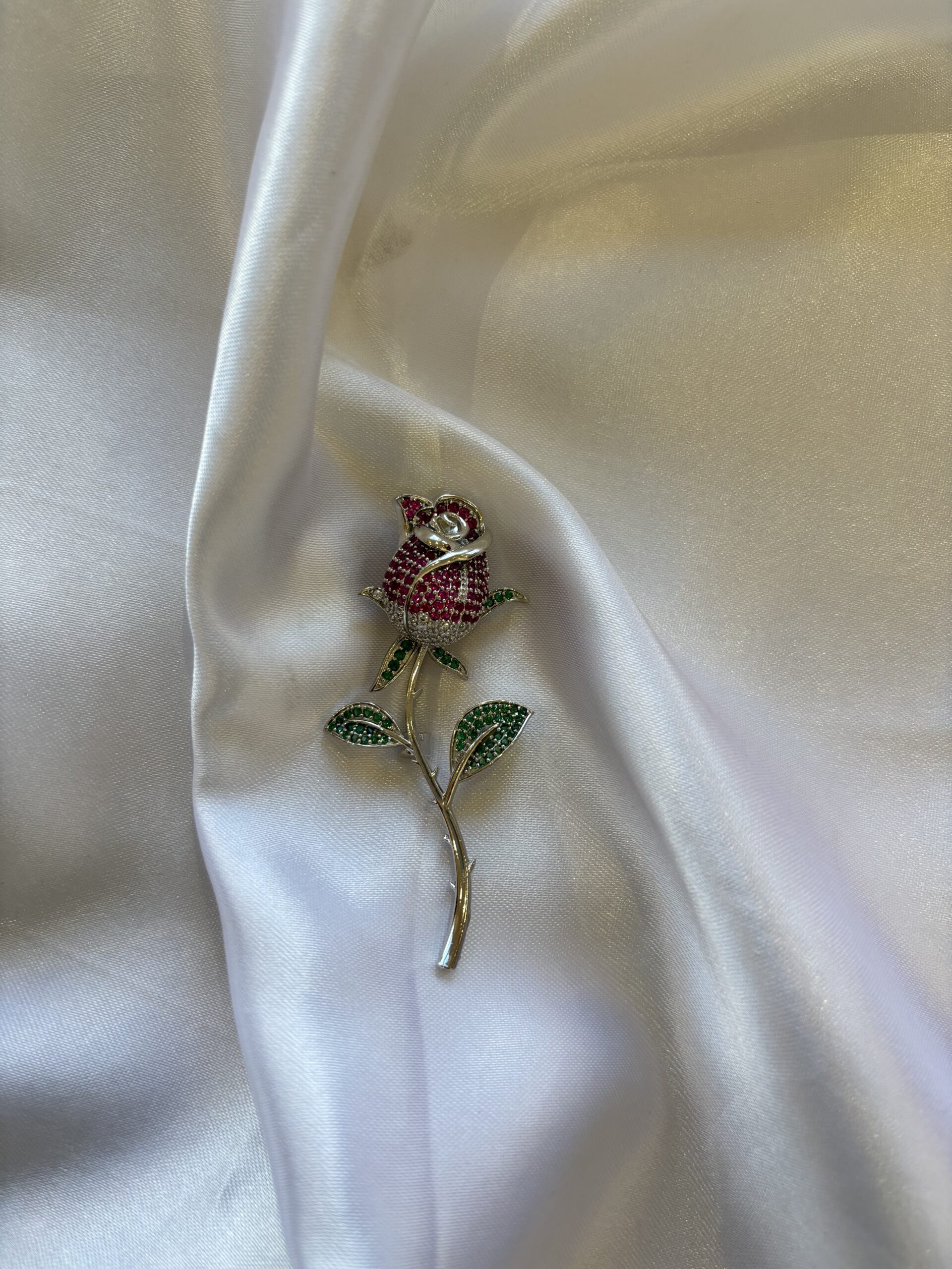 Crystal Rose Lapel Brooch