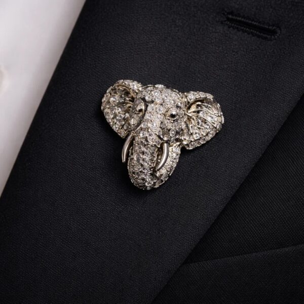 Crystal Elephant Head Brooch