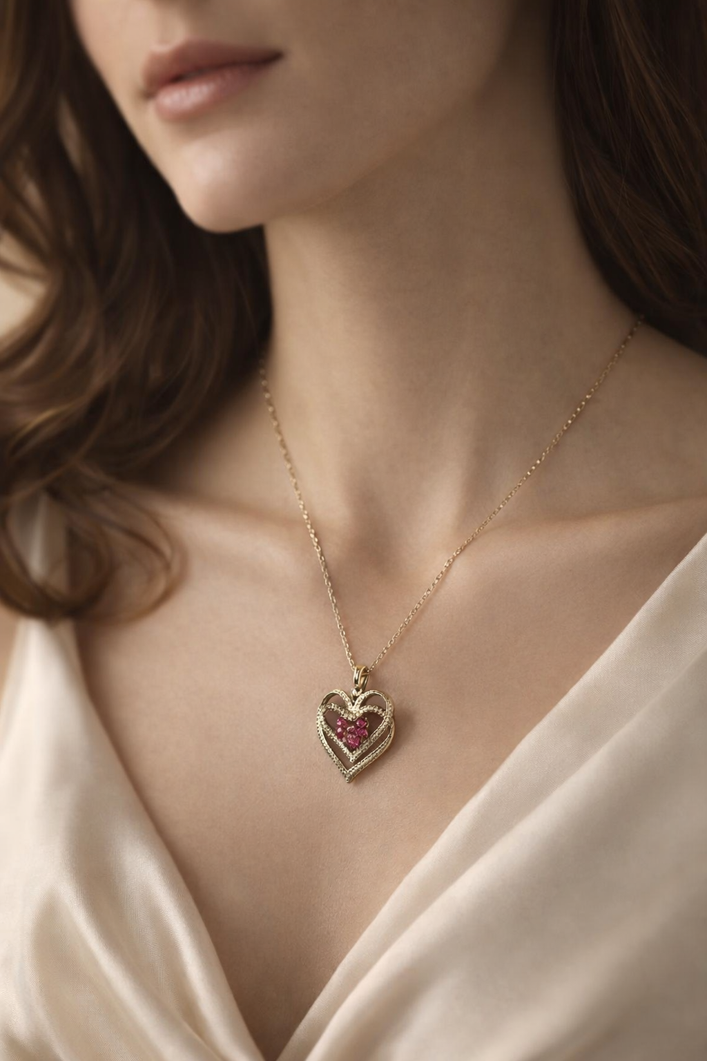Golden Embrace Heart Pendant Necklace