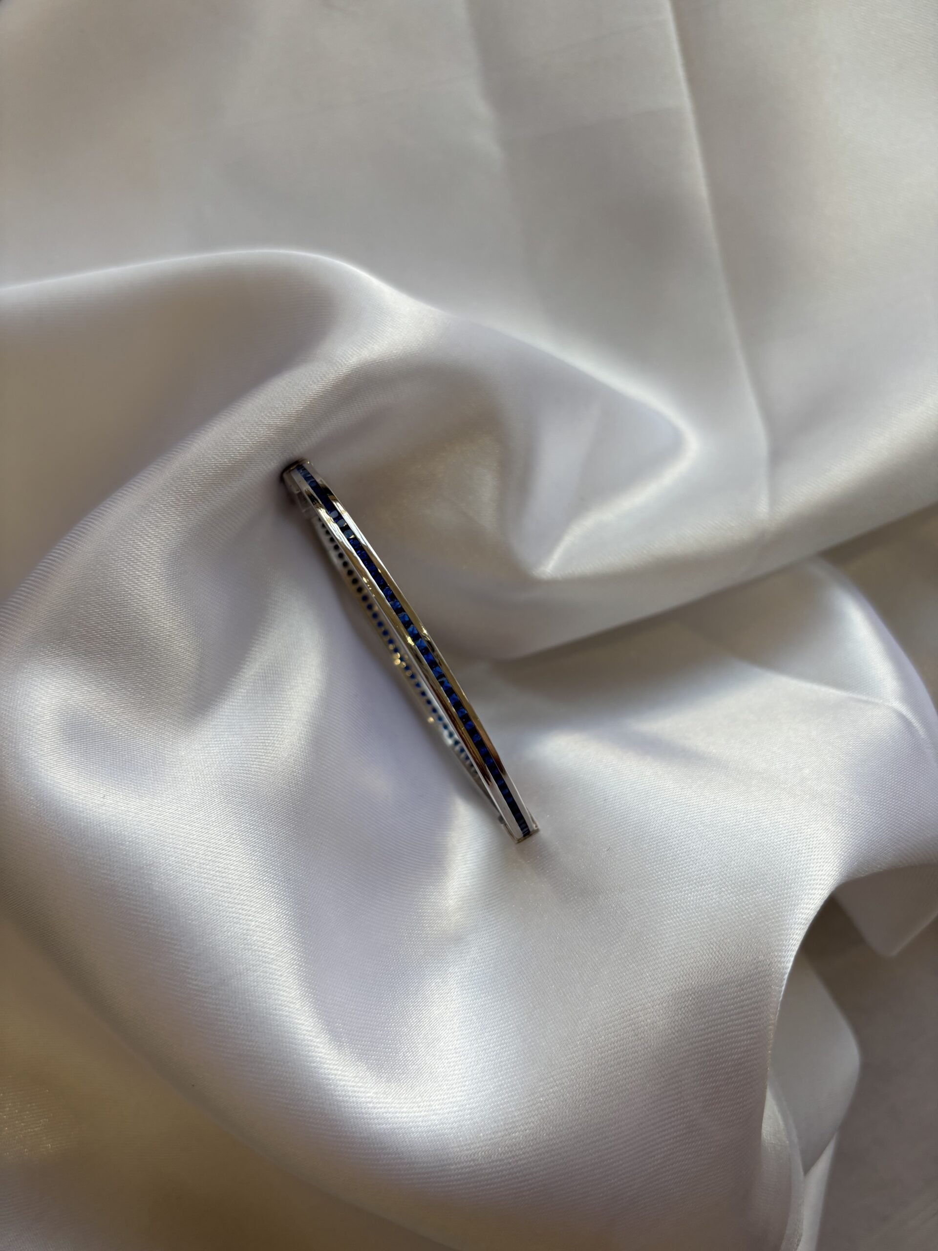 Royal Blue Crystal Line Bangle Bracelet - Image 2