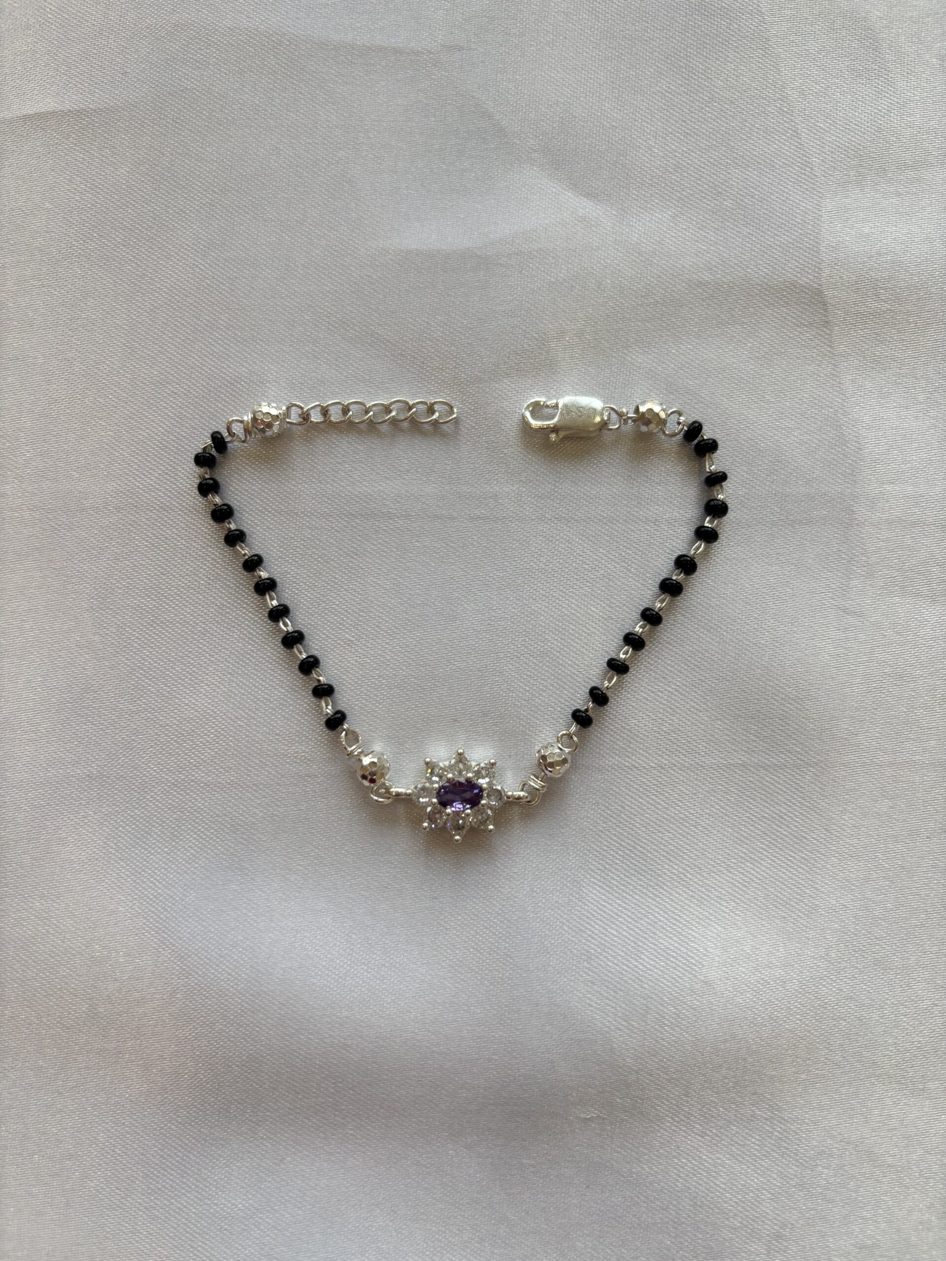 Royal Blossom Beaded Silver Bracelet - Image 2