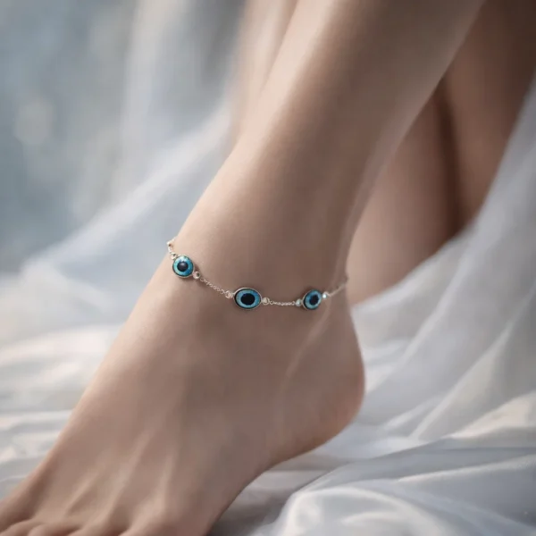 Silver Evil Eye Chain Anklet