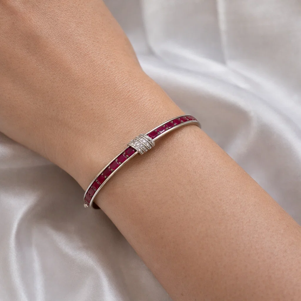 Crimson Royale Crystal Bangle Bracelet