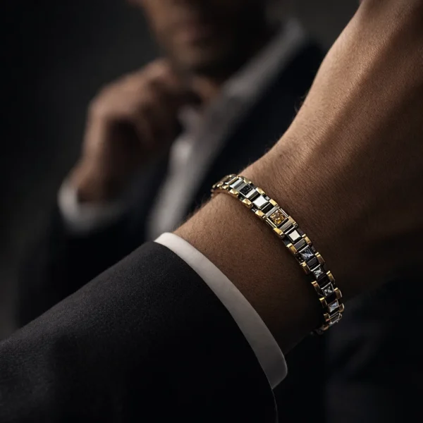 Dual-Tone Crystal Panel Bracelet