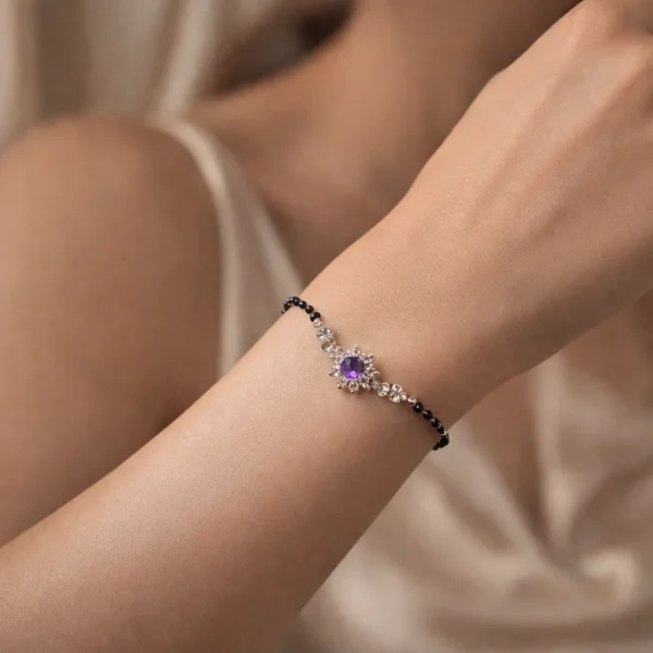 Royal Blossom Beaded Silver Bracelet