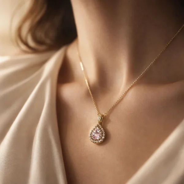 Blush Crystal Teardrop Pendant Necklace