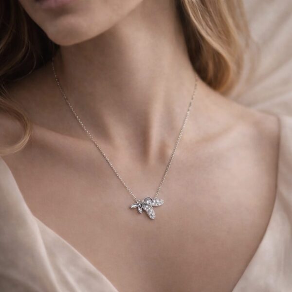 Golden Bloom Crystal Floral Pendant Necklace