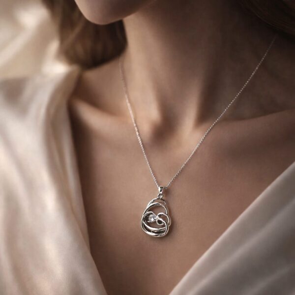 Silver Embrace Heart Pendant Necklace