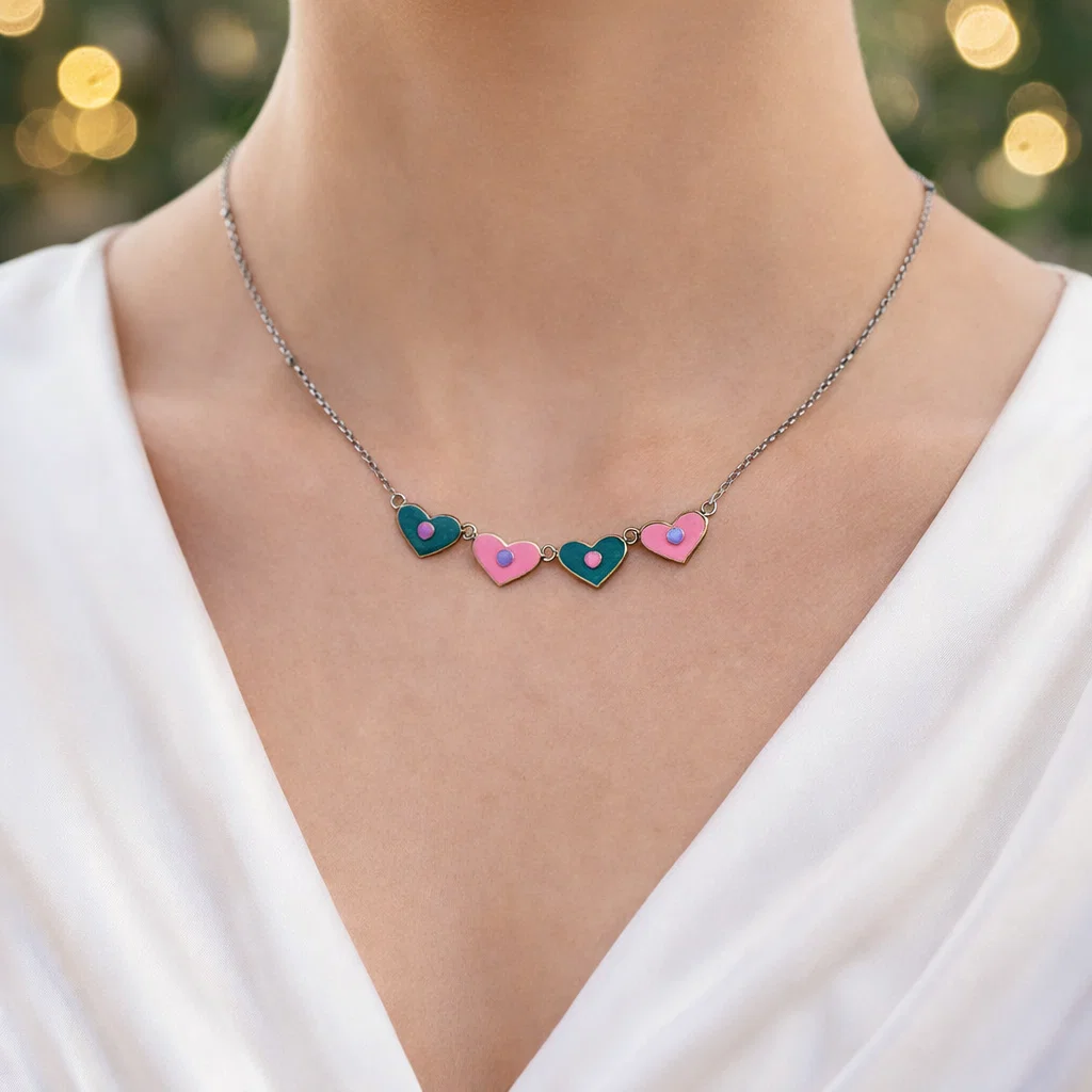 Pastel Heart Charm Necklace