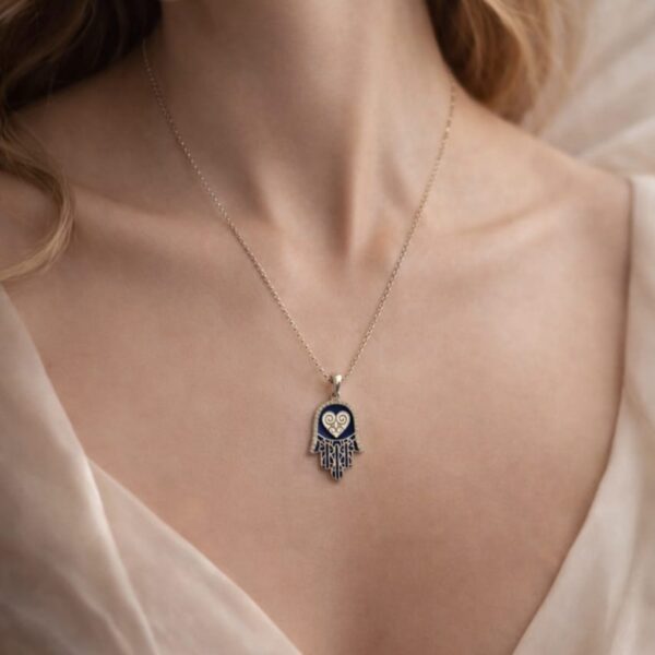 Evil Eye Hamsa Heart Pendant Necklace