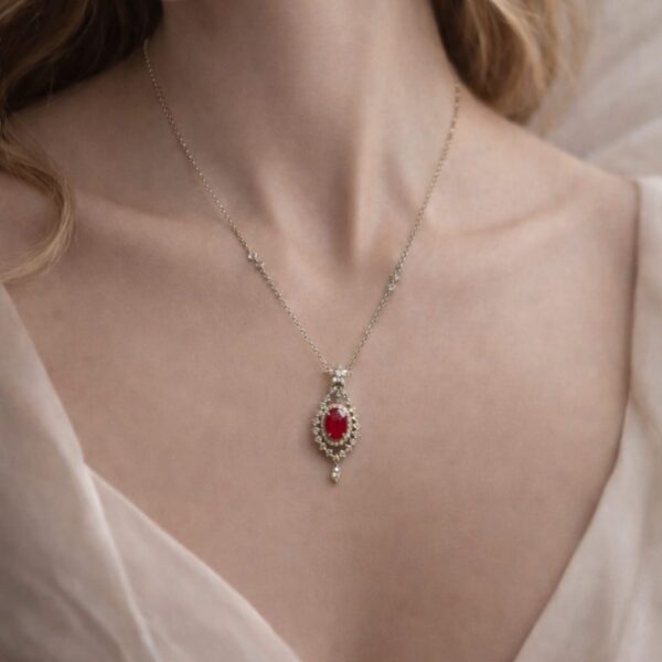 Royal Ruby Elegance Necklace & Earring Set