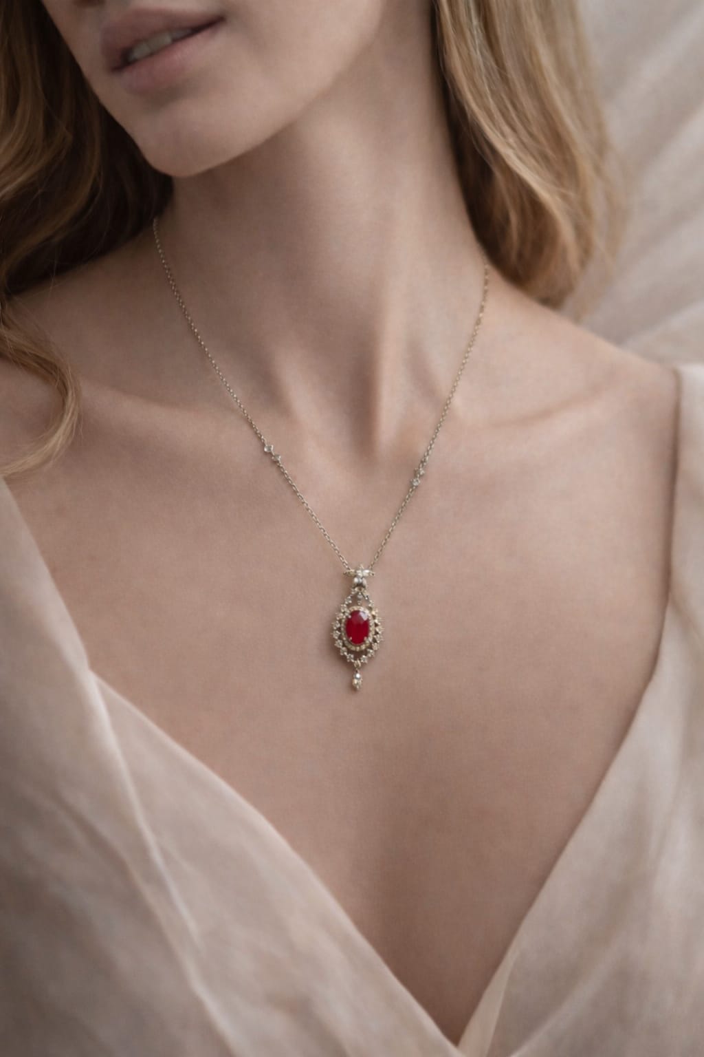 Royal Ruby Elegance Necklace & Earring Set