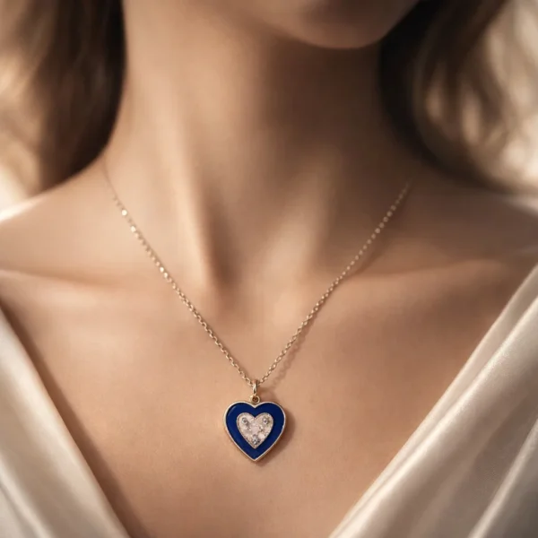 Royal Blue Heart Charm Necklace
