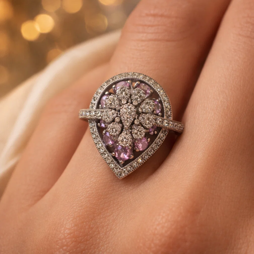 Aurora Bloom Teardrop Ring